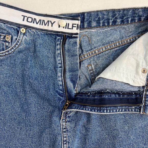 Vintage 90s Tommy Hilfiger Logo Waistband Denim Mini Skirt 8 - Picture 4 of 7